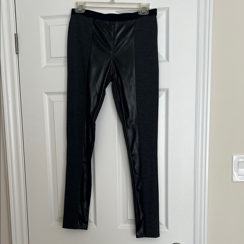 True religion Black Faux Leather Panel Leggings